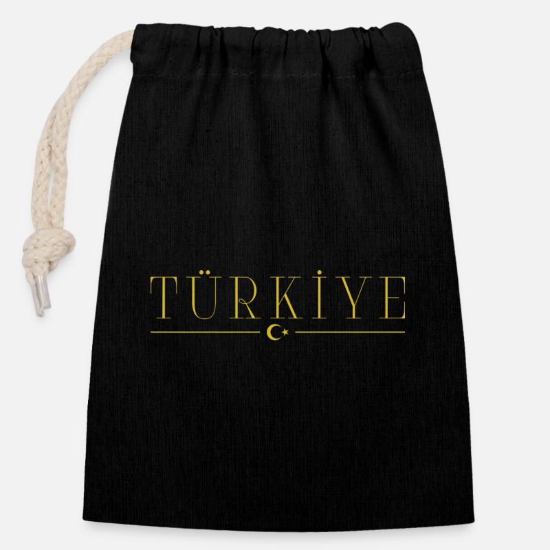 J’aime la dinde, T-shirt design de style élégance - Sac cadeau en coton avec cordon (14 x 20 cm) - noir