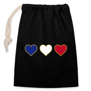 J’aime le cœur de la France - Sac cadeau en coton avec cordon (14 x 20 cm) - noir - Devant