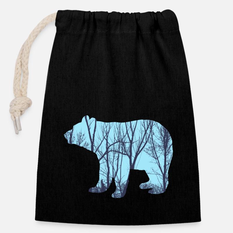 animal trees graphic graphic - Closable cotton gift bag (14x20cm) - black