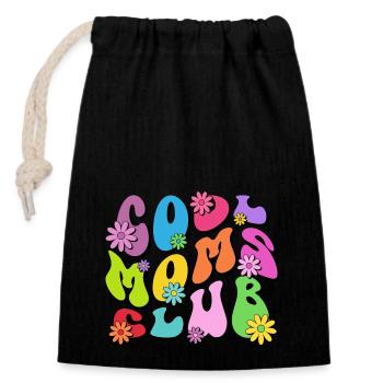 Club des mamans cool - Sac cadeau en coton avec cordon (14 x 20 cm) - noir - Devant