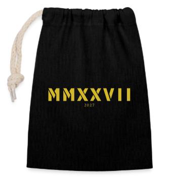 Roman numeral year of birth Made in 2027 - Closable cotton gift bag (14x20cm) - black - Front