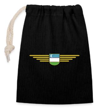 Usbekistan T-Shirt – Stolz und Kultur - Verschließbarer Geschenkbeutel aus Baumwolle (14x20cm) - Schwarz - Vorne
