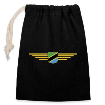 Tanzania T-Shirt for Real Fans - Closable cotton gift bag (14x20cm) - black - Front