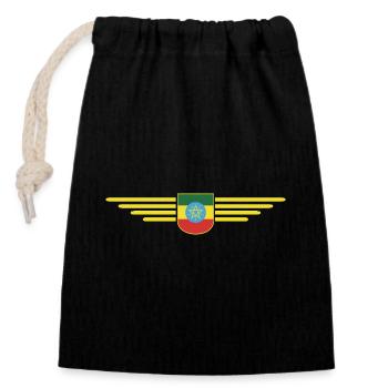 Ethiopia Design – Pride and Culture - Closable cotton gift bag (14x20cm) - black - Front