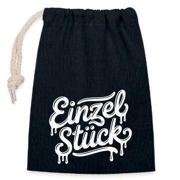 Einzelstück (Farbe änderbar Personalisierung) - Verschließbarer Geschenkbeutel aus Baumwolle (14x20cm) - Navy - Vorne