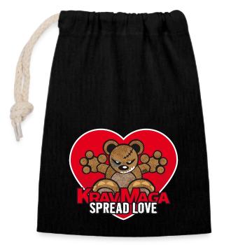 Teddy - Spread Love - Krav Maga - Sac cadeau en coton avec cordon (14 x 20 cm) - noir - Devant
