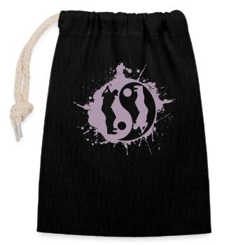 Golf Golfer Golfing Yin Yan Japanese Symbol - Closable cotton gift bag (14x20cm) - black - Front