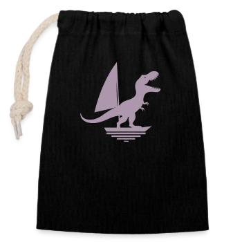 Dinosaure T-Rex Voilier Silhouette minimaliste - Sac cadeau en coton avec cordon (14 x 20 cm) - noir - Devant