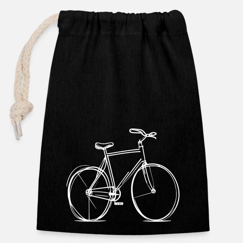 Fahrrad Strichzeichung - Verschließbarer Geschenkbeutel aus Baumwolle (14x20cm) - Schwarz
