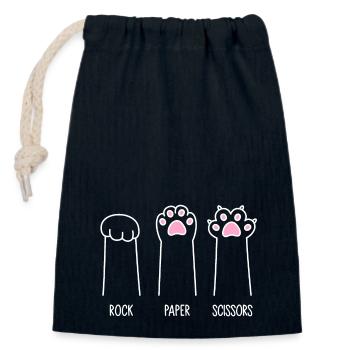 Rock Paper Scissors - Cat Paws - Closable cotton gift bag (14x20cm) - navy - Front