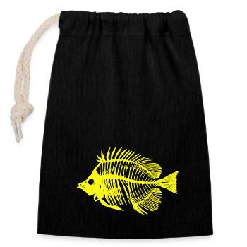 Poisson jaune fluo - Sac cadeau en coton avec cordon (14 x 20 cm) - noir - Devant