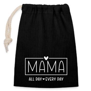 Mama Spruch All Day Every Day Muttertag Geschenk - Verschließbarer Geschenkbeutel aus Baumwolle (14x20cm) - Schwarz - Vorne