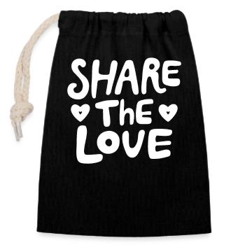 Share the love - make the world a better place - Closable cotton gift bag (14x20cm) - black - Front