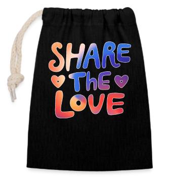 Share the love - make the world a better place - Closable cotton gift bag (14x20cm) - black - Front