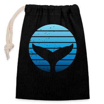 Sauvez les baleines Océan Orque Baleine bleue Baleine à bosse - Sac cadeau en coton avec cordon (14 x 20 cm) - noir - Devant