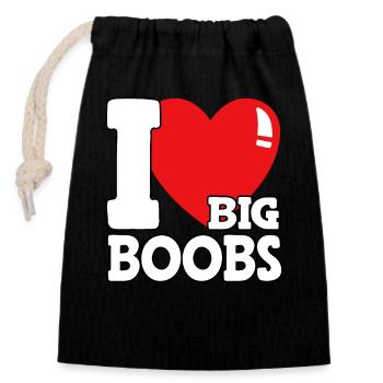 I love big boobs - Closable cotton gift bag (14x20cm) - black - Front