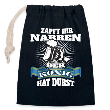 Zapft ihr Narren, der König hat Durst! - Verschließbarer Geschenkbeutel aus Baumwolle (14x20cm) - Navy - Vorne