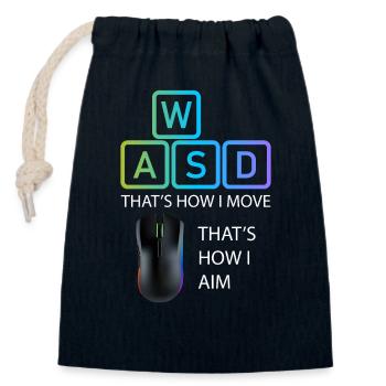 WASD Aim Gaming Zocken Videospiel, PC, Computer - Verschließbarer Geschenkbeutel aus Baumwolle (14x20cm) - Navy - Vorne
