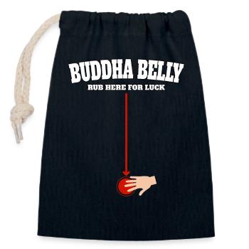 Buddha Belly rub here for luck - Verschließbarer Geschenkbeutel aus Baumwolle (14x20cm) - Navy - Vorne