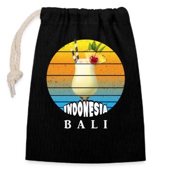 Bali - Indonesien - Verschließbarer Geschenkbeutel aus Baumwolle (14x20cm) - Schwarz - Vorne