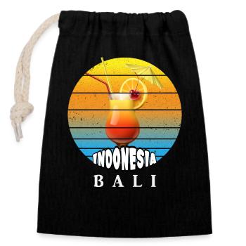 Bali - Indonesien - Verschließbarer Geschenkbeutel aus Baumwolle (14x20cm) - Schwarz - Vorne