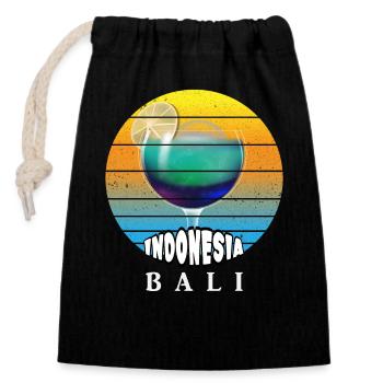 Bali - Indonesien - Verschließbarer Geschenkbeutel aus Baumwolle (14x20cm) - Schwarz - Vorne