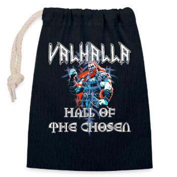 Valhalla - Hall of the chosen - Verschließbarer Geschenkbeutel aus Baumwolle (14x20cm) - Navy - Vorne