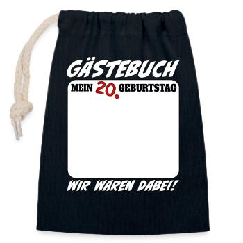 20. Geburtstag Gästebuch 20 Jahre Lustig - Verschließbarer Geschenkbeutel aus Baumwolle (14x20cm) - Navy - Vorne