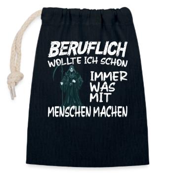 Beruflich was mit Menschen machen - Sensenmann - Verschließbarer Geschenkbeutel aus Baumwolle (14x20cm) - Navy - Vorne