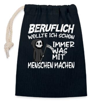 Beruflich was mit Menschen machen - Sensenmann - Verschließbarer Geschenkbeutel aus Baumwolle (14x20cm) - Navy - Vorne