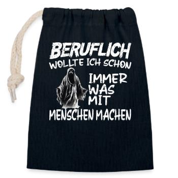 Beruflich was mit Menschen machen - Sensenmann - Verschließbarer Geschenkbeutel aus Baumwolle (14x20cm) - Navy - Vorne