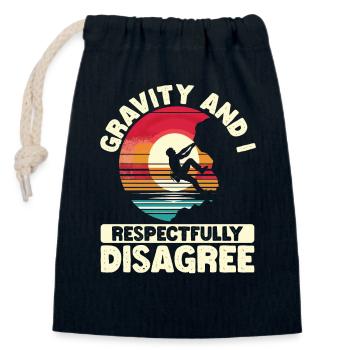 Gravity and I disagree - Climbing Free Climbing - Closable cotton gift bag (14x20cm) - navy - Front