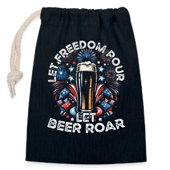Let freedom pour let beer roar - Closable cotton gift bag (14x20cm) - navy - Front