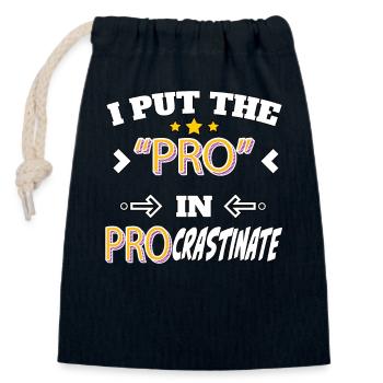 I Put the Pro in Procrastinate - Verschließbarer Geschenkbeutel aus Baumwolle (14x20cm) - Navy - Vorne