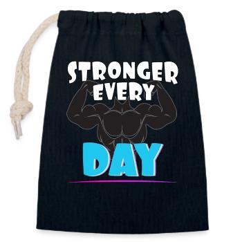 Stronger every day - Closable cotton gift bag (14x20cm) - navy - Front