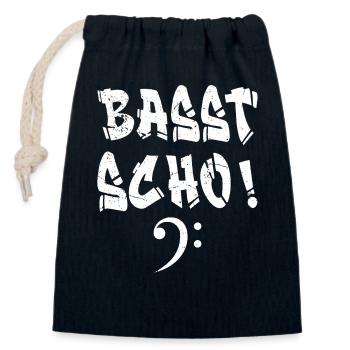 Basst scho - funny musician design - Closable cotton gift bag (14x20cm) - navy - Front