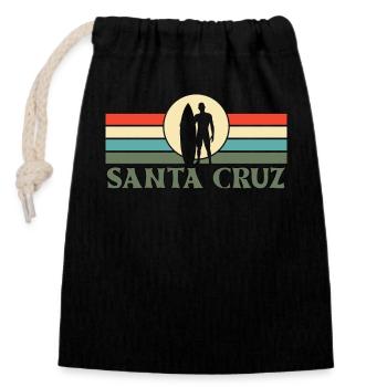Santa Cruz, CA, California - Closable cotton gift bag (14x20cm) - black - Front