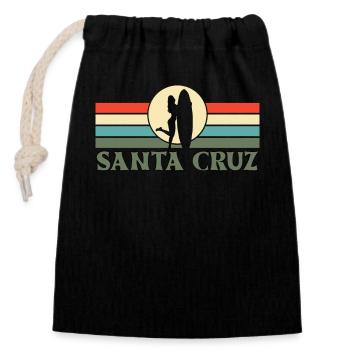 Santa Cruz, CA, California - Closable cotton gift bag (14x20cm) - black - Front