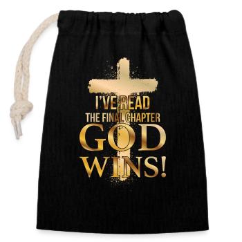 I Read The Final Chapter, God Wins - Verschließbarer Geschenkbeutel aus Baumwolle (14x20cm) - Schwarz - Vorne