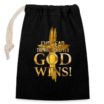 I Read The Final Chapter, God Wins - Verschließbarer Geschenkbeutel aus Baumwolle (14x20cm) - Schwarz - Vorne