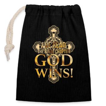 I Read The Final Chapter, God Wins - Verschließbarer Geschenkbeutel aus Baumwolle (14x20cm) - Schwarz - Vorne