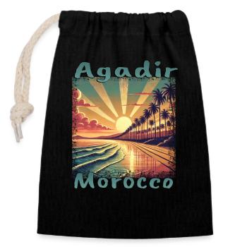 Agadir Morocco North Africa Holidays South Seas Mediterranean - Closable cotton gift bag (14x20cm) - black - Front