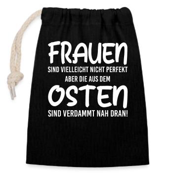 Osten Ostdeutschland perfekte Frauen Frau - Verschließbarer Geschenkbeutel aus Baumwolle (14x20cm) - Schwarz - Vorne