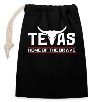 Texas - Closable cotton gift bag (14x20cm) - black - Front
