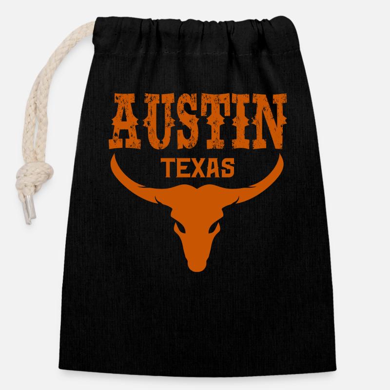 Austin, Texas - Closable cotton gift bag (14x20cm) - black