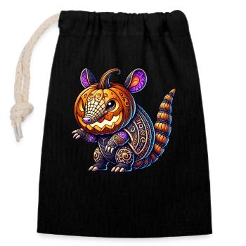 Funny Pumpkin Armadillo Halloween Pumpkin Head - Closable cotton gift bag (14x20cm) - black - Front