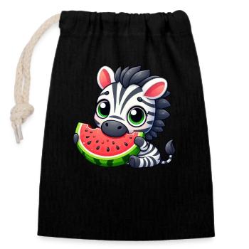 Zebra Melone Cartoon Wassermelone Sommer - Verschließbarer Geschenkbeutel aus Baumwolle (14x20cm) - Schwarz - Vorne