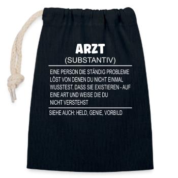Wörterbuch Erklärung ARZT Held, Genie, Vorbild - Verschließbarer Geschenkbeutel aus Baumwolle (14x20cm) - Navy - Vorne