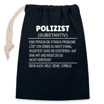 Wörterbuch Erklärung POLIZIST Held, Genie, Vorbild - Verschließbarer Geschenkbeutel aus Baumwolle (14x20cm) - Navy - Vorne