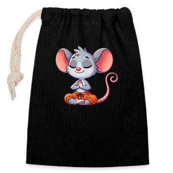 Mouse Yoga Meditation Relaxation Relax Exercise - Closable cotton gift bag (14x20cm) - black - Front